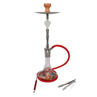 Narguile-Yahya-Medio-Elegance-Cromado-Vermelho