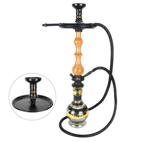 Narguile Completo Love Hookah R1 Black Madeira com Base Monte Verde