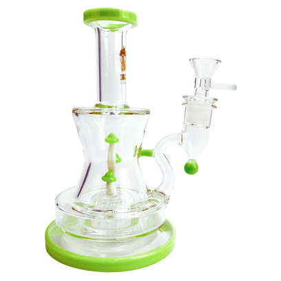 Bong-de-Vidro-Abduzido-Gold-Line-Pequeno-Mushroom-Family-Milk-Green-31194
