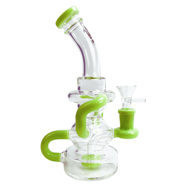 Bong-de-Vidro-Abduzido-Gold-Line-Pequeno-Recycler-Petty-Milk-Green-31199