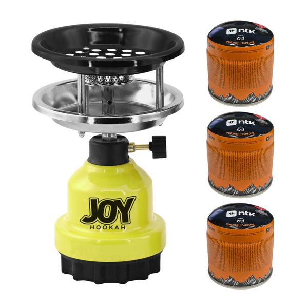 Kit-Fogareiro-Joy-Mirage-com-3-Latas-de-Refil-Gas-Nautika-Amarelo-34002